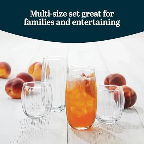 Libbey Samba Rocks and Tumbler Glass Cups Set of 16 | Versatile Dishwasher Safe Glassware thumbnail 4