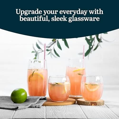 Libbey Samba Rocks and Tumbler Glass Cups Set of 16 | Versatile Dishwasher Safe Glassware thumbnail 2