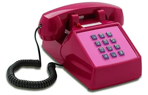 Opis Technology PushMeFon Cable Push Button Landline Phone, Violet Pink | Retro 1970s Design with Modern Compatibility thumbnail 1