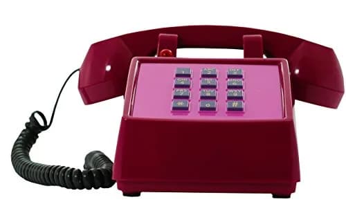Opis Technology PushMeFon Cable Push Button Landline Phone, Violet Pink | Retro 1970s Design with Modern Compatibility thumbnail 2
