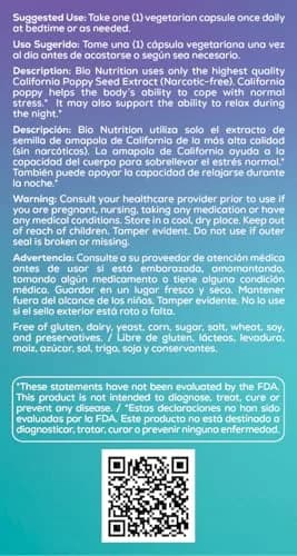 Bio Nutrition California Poppy Vegi-Caps 60 Count | Natural Relaxation & Sleep Support (100 words) thumbnail 5