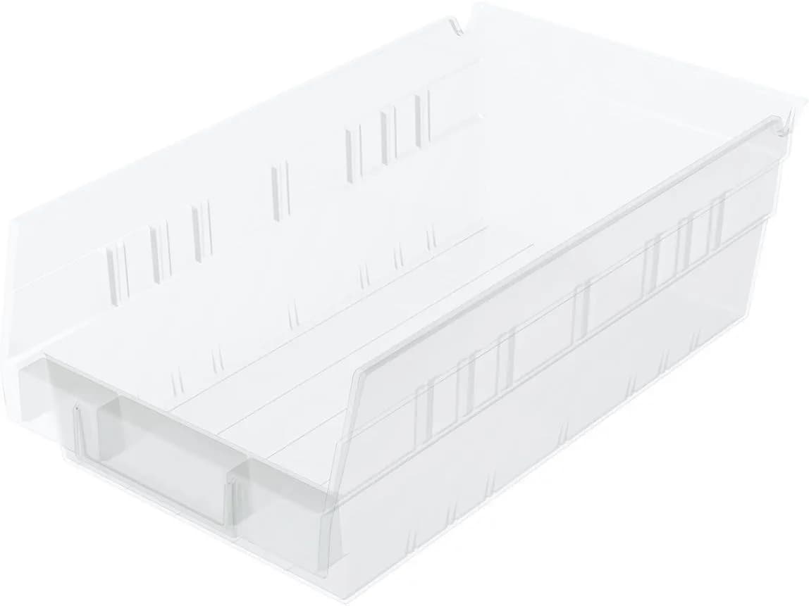 Akro-Mils Heavy Duty Plastic Shelf Bins 12"x 6.5"x 4" Clear 12-Pack | Industrial Grade Storage for Kitchen, Garage, Office - main product image