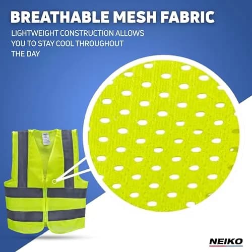 NEIKO High Visibility Safety Vest ANSI Class 2, No Pocket, Neon Yellow, XX-Large (2XL) | ANSI Class 2 Reflective Vest thumbnail 4