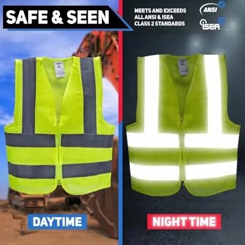 NEIKO High Visibility Safety Vest ANSI Class 2, No Pocket, Neon Yellow, XX-Large (2XL) | ANSI Class 2 Reflective Vest thumbnail 3