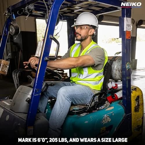NEIKO High Visibility Safety Vest ANSI Class 2, 2 Pockets, Neon Yellow, XL | Breathable, ANSI Compliant thumbnail 5