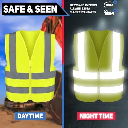 NEIKO High Visibility Safety Vest ANSI Class 2, 2 Pockets, Neon Yellow, XL | Breathable, ANSI Compliant thumbnail 3