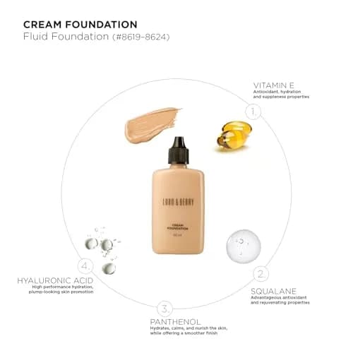 Lord & Berry Cream Foundation Fluid Almond 50ml (1.7 Fl Oz) | Full Coverage Lightweight Liquid Foundation thumbnail 3