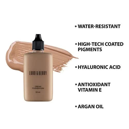 Lord & Berry Cream Foundation Fluid Ivory 50ml (1.69 Fl Oz) | Full Coverage Lightweight Liquid Foundation thumbnail 5