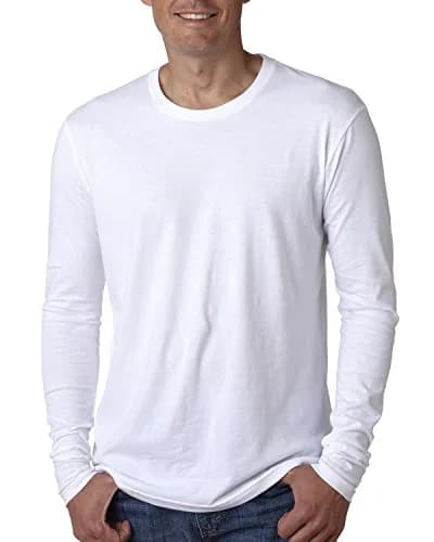Next Level Apparel Men's Long-Sleeve Crew T-Shirt White Medium | 100% Cotton, Imported, Machine Wash thumbnail 1