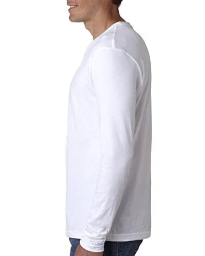 Next Level Apparel Men's Long-Sleeve Crew T-Shirt White Medium | 100% Cotton, Imported, Machine Wash thumbnail 3