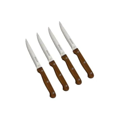 IMUSA 4 Piece Stainless Steel Steak Knife Set with Wood Handle | Serrated Edges for Precision Cutting thumbnail 1