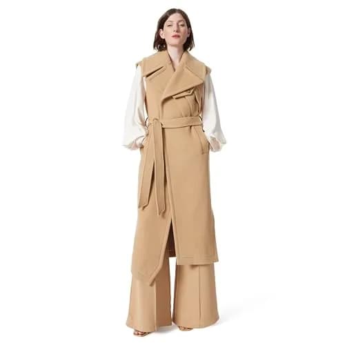 DEE OCLEPPO Womens Sydney Wrap Vest Belted Trench | Sleeveless, Camel, X-Small thumbnail 1