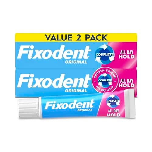 Fixodent Complete Original Denture Adhesive Cream 4.8 oz (142 ml) | Strong All-Day Hold — Multicolor