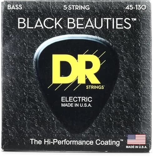 DR Strings Black Beauties Bass Strings Medium-Heavy 45-130 (159g) | K3 Coated Stainless Steel thumbnail 1