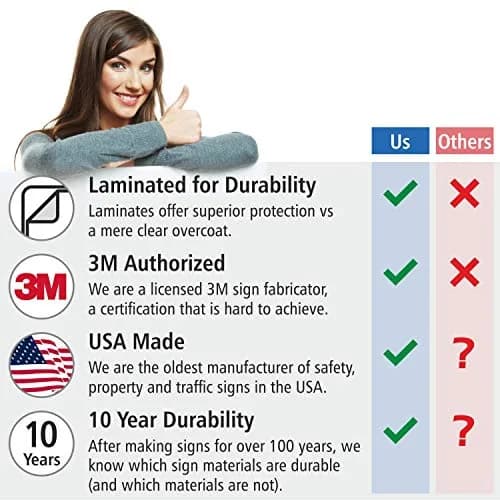 SmartSign No Climbing Over Railing Sign 18 x 12 inch Aluminum Reflective Sign, Red, Black & White thumbnail 5