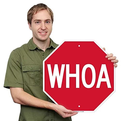 SmartSign WHOA Funny Stop Sign 18" x 18" Aluminum White on Red | Industry-Leading Durability thumbnail 2