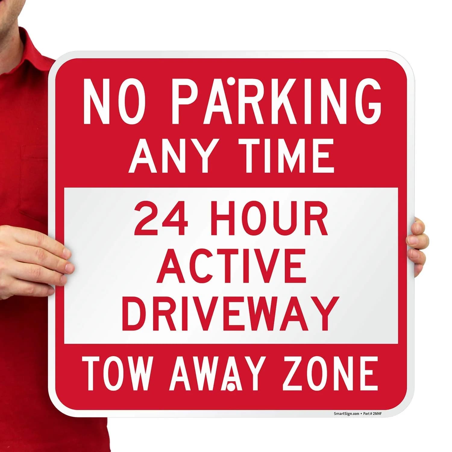 SmartSign No Parking Any Time - 24 Hour Driveway Sign | 18" x 18" Aluminum - main product image
