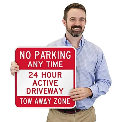 SmartSign No Parking Any Time - 24 Hour Driveway Sign | 18" x 18" Aluminum thumbnail 2