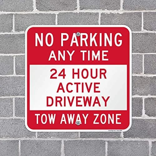 SmartSign No Parking Any Time - 24 Hour Driveway Sign | 18" x 18" Aluminum thumbnail 3