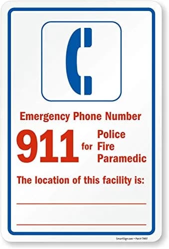 SmartSign Emergency Phone Number 911 Label | Laminated Vinyl, 12" x 18" thumbnail 1