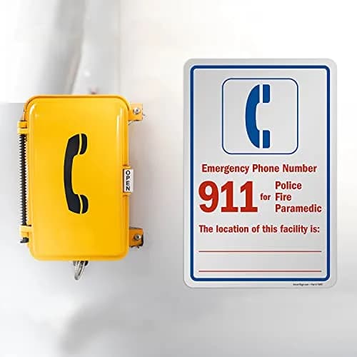 SmartSign Emergency Phone Number 911 Label | Laminated Vinyl, 12" x 18" thumbnail 4