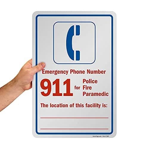 SmartSign Emergency Phone Number 911 Label | Laminated Vinyl, 12" x 18" thumbnail 7