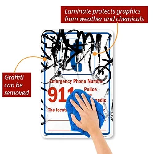 SmartSign Emergency Phone Number 911 Label | Laminated Vinyl, 12" x 18" thumbnail 9