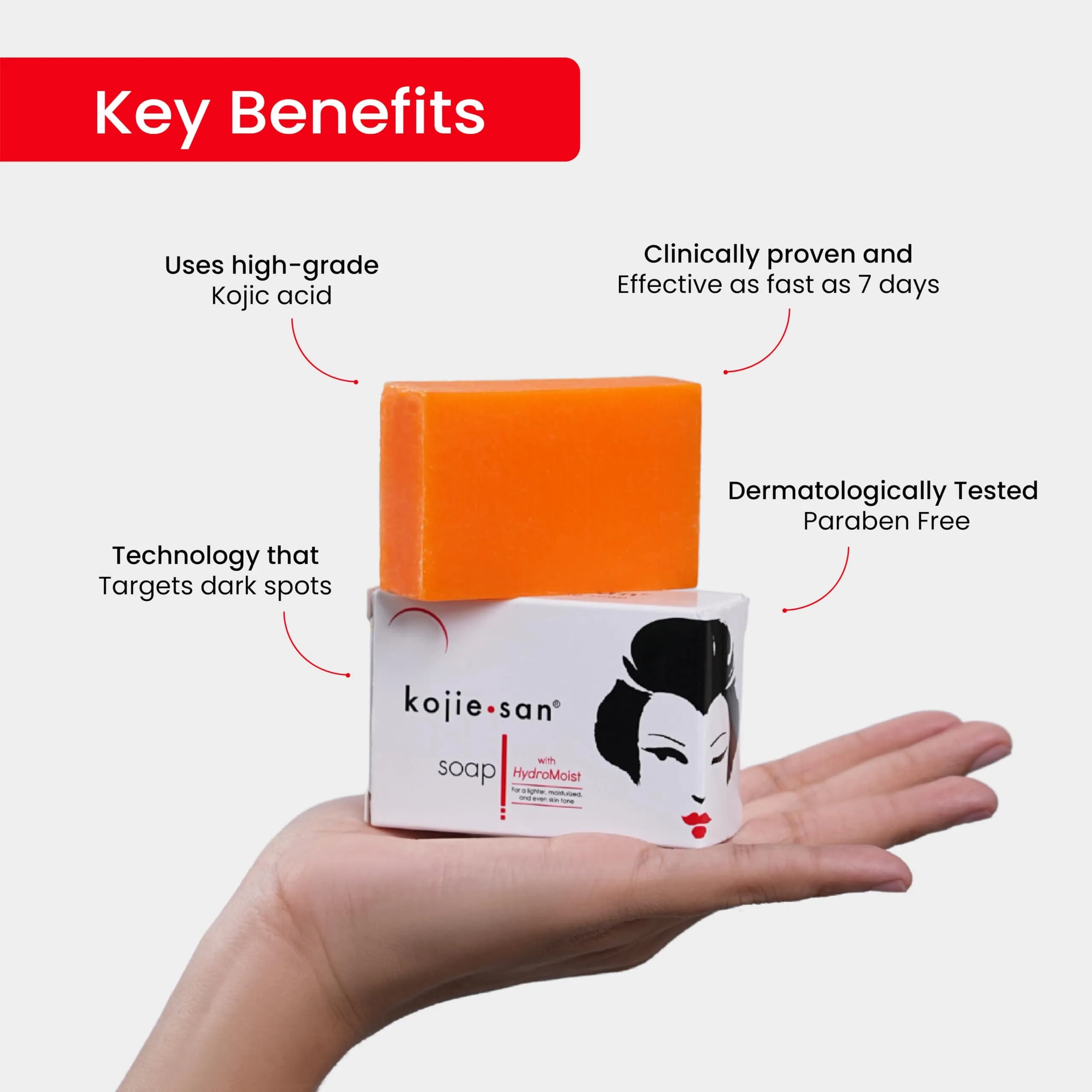 Kojie San Orange Whitening Soap 65g (2.29 oz) Bar | Skin Whitening & Dark Spot Removal - view 5