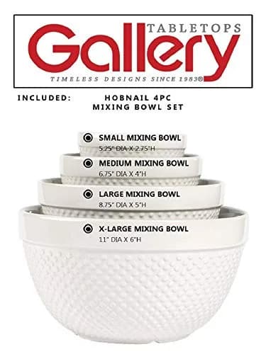 TTU Mixing Bowls Set 4-Piece Classic White Stoneware Nesting for Baking & Cooking thumbnail 4