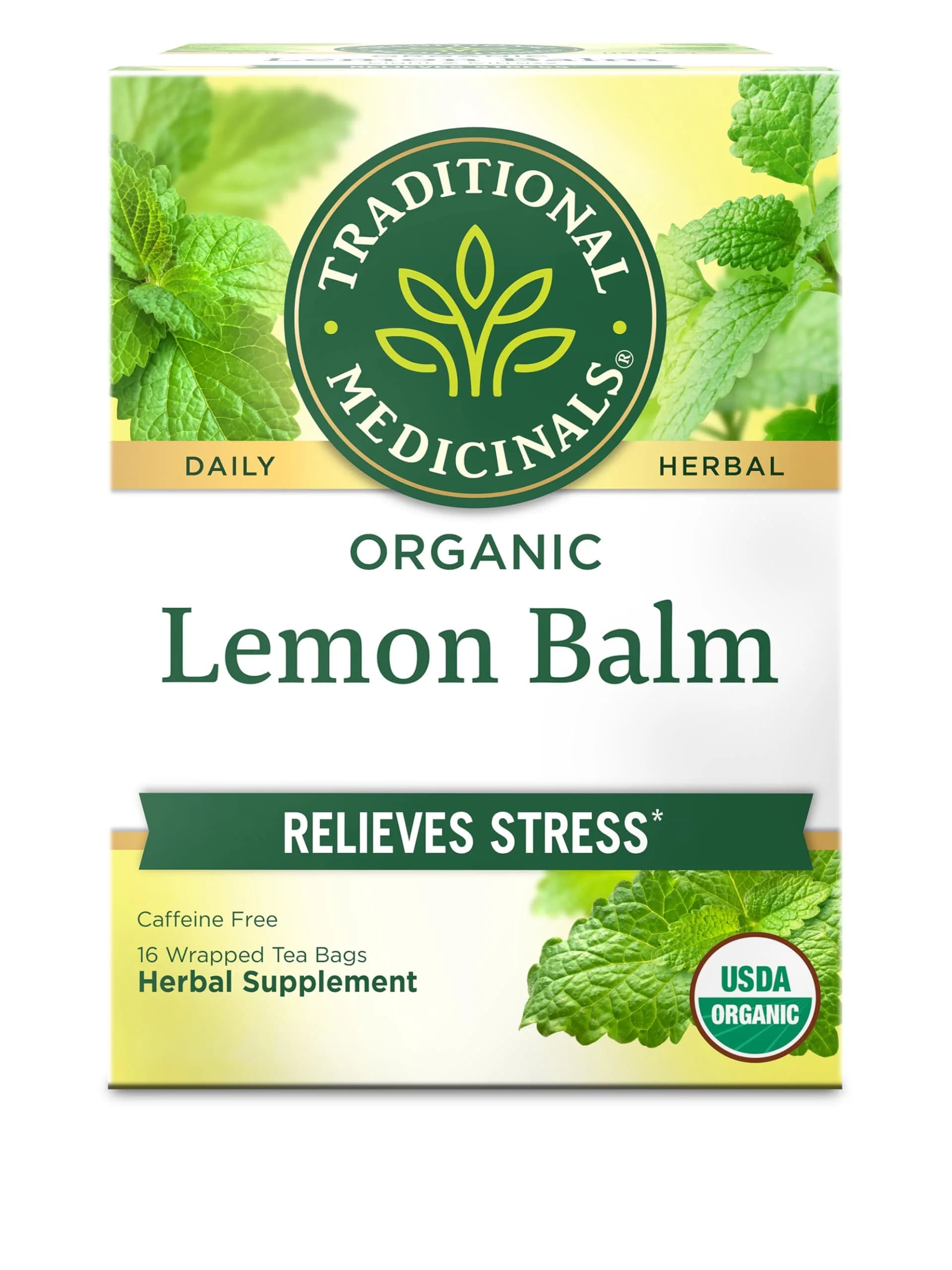 Traditional Medicinals Organic Lemon Balm Tea 16 Count (0.85 oz) | Supports Stress Relief & Digestive Health