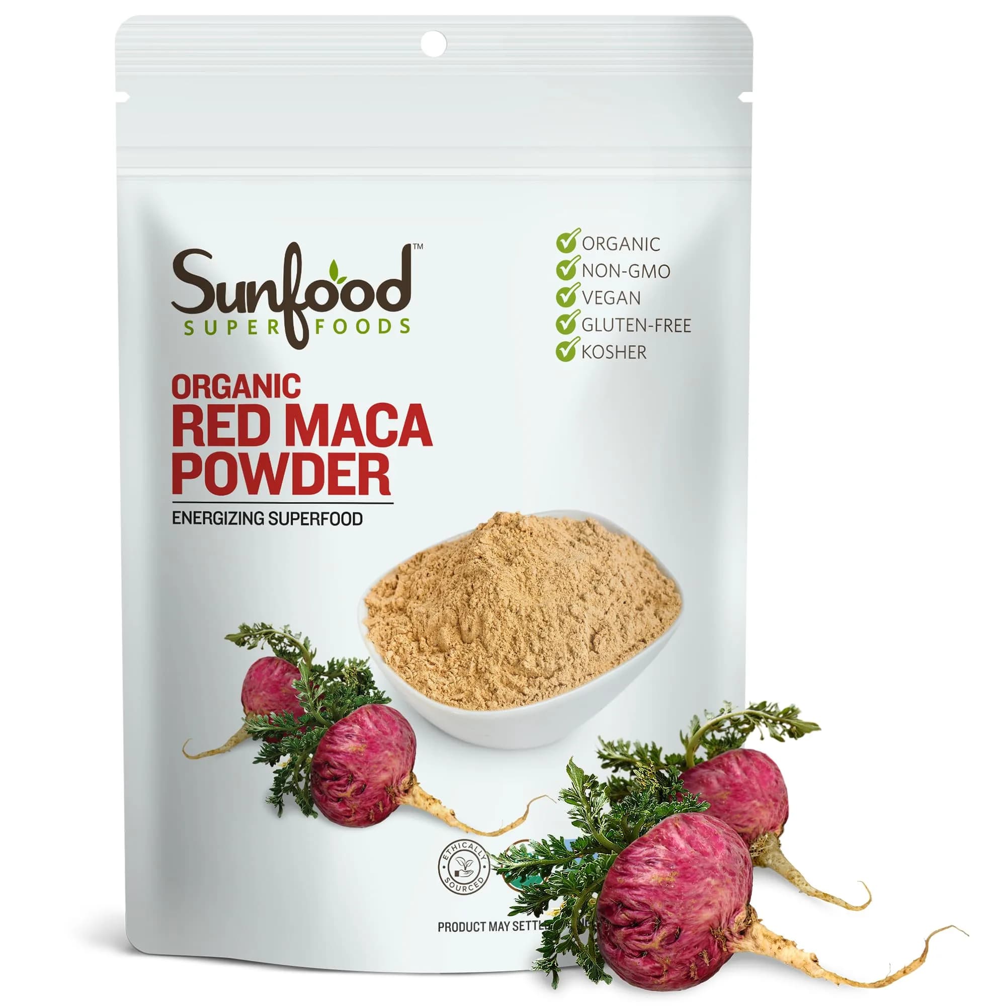 Sunfood Superfoods Red Maca Powder 8 oz | Organic, Vegan, Adaptogen for Energy & Hormonal Balance — Red Maca
