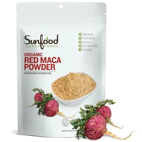 Sunfood Superfoods Red Maca Powder 8 oz | Organic, Vegan, Adaptogen for Energy & Hormonal Balance thumbnail 1