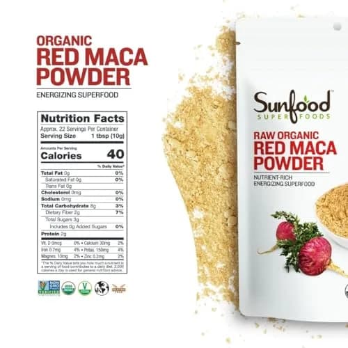 Sunfood Superfoods Red Maca Powder 8 oz | Organic, Vegan, Adaptogen for Energy & Hormonal Balance thumbnail 3