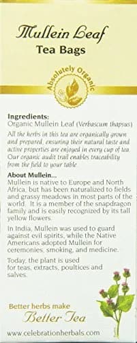 Celebration Herbals Organic Mullein Leaf Tea Bags 24 Count | Herbal Tea for Respiratory Support in India thumbnail 2