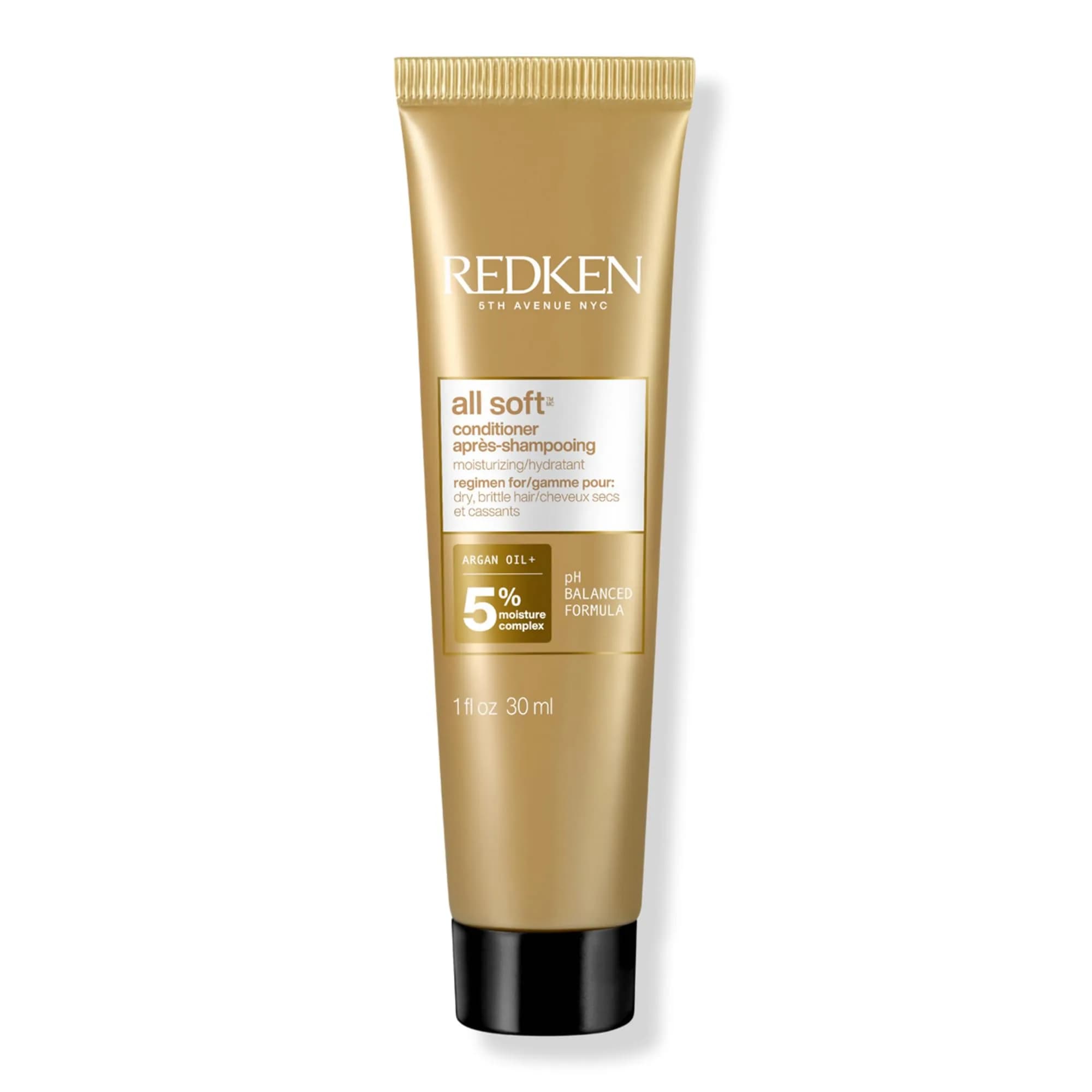 Redken All Soft Argan Oil Conditioner | For Dry / Brittle Hair | Moisturizes & Provides Intense Softness | 30ml (1 Fl Oz) | Salon Professional