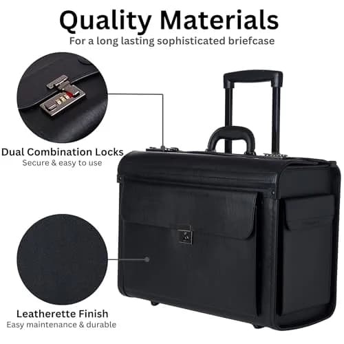 Alpine Swiss Rolling 17" Laptop Briefcase on Wheels Attache with TSA Approval, Black thumbnail 7