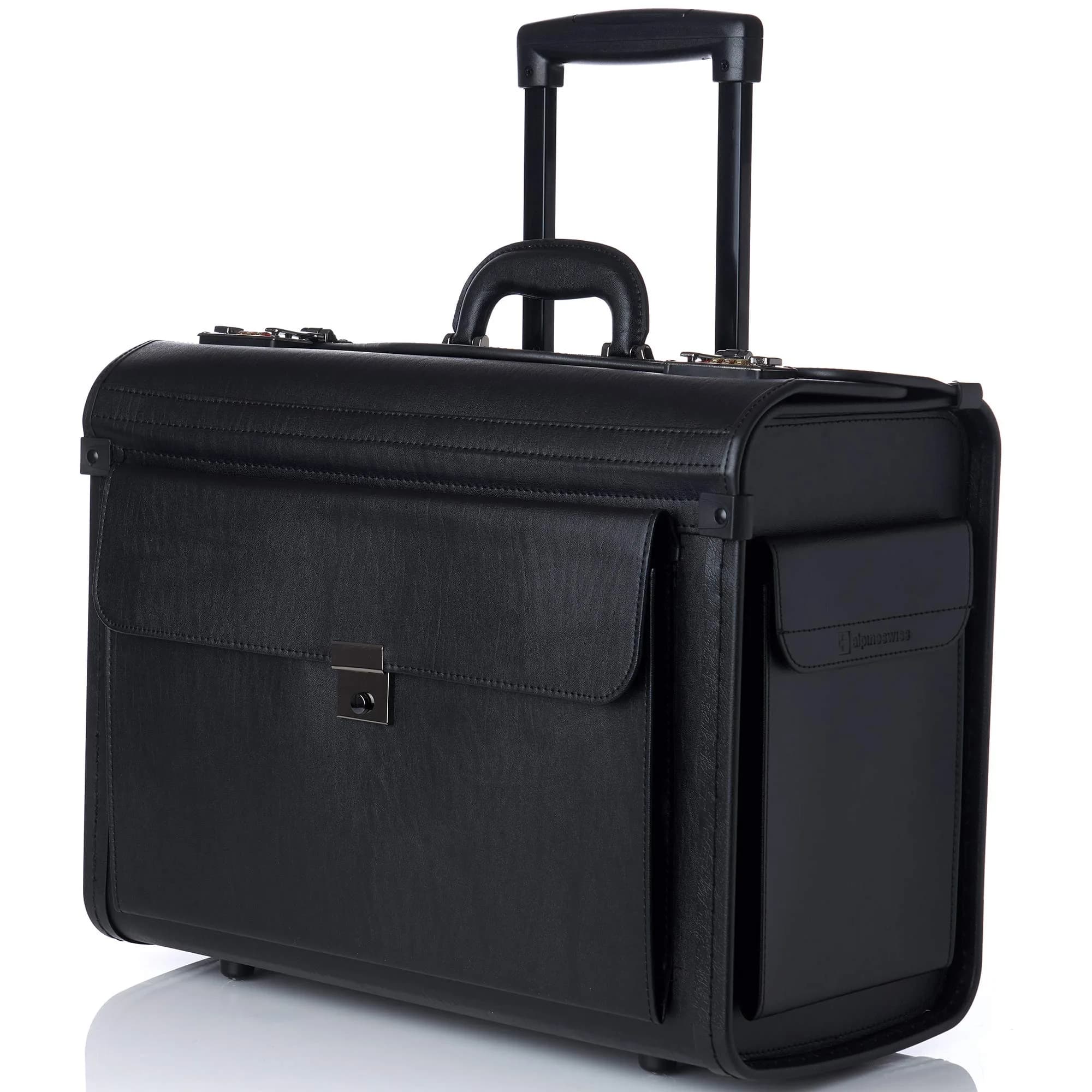 Alpine Swiss Rolling 17" Laptop Briefcase on Wheels Attache with TSA Approval, Black