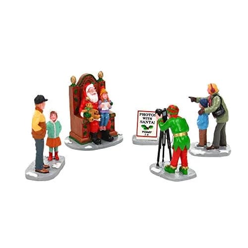 Lemax Photos With Santa Set of 5 Collectible Figurines 7.4 cm (2.9") | Christmas Village Décor thumbnail 1
