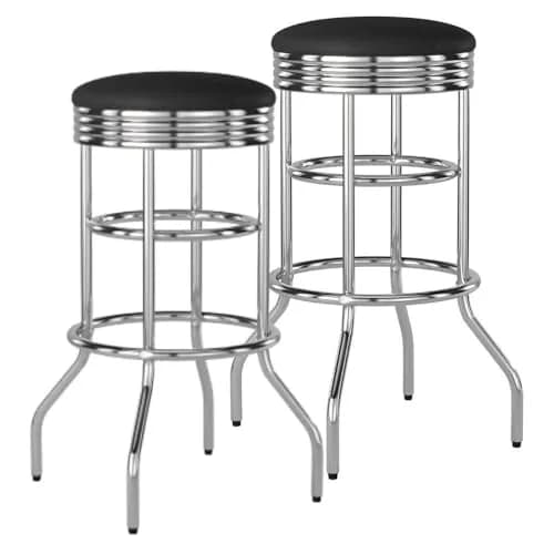TRINITY Heavy Duty 30 Inch Backless Swivel Bar Stool, Black | Sturdy Chrome & Faux Leather (70-120 chars) thumbnail 1