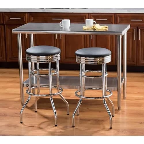 TRINITY Heavy Duty 30 Inch Backless Swivel Bar Stool, Black | Sturdy Chrome & Faux Leather (70-120 chars) thumbnail 2