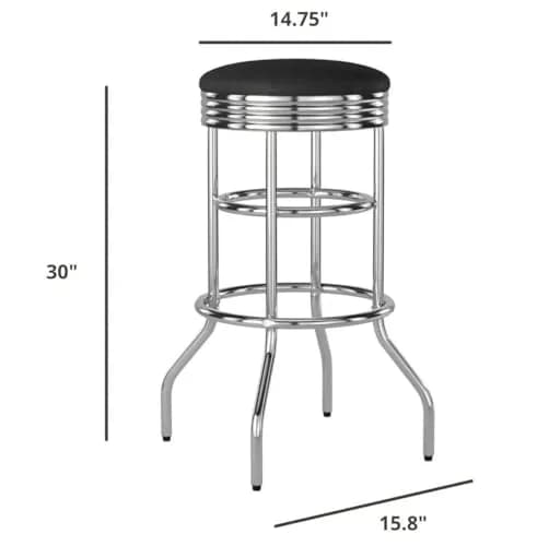 TRINITY Heavy Duty 30 Inch Backless Swivel Bar Stool, Black | Sturdy Chrome & Faux Leather (70-120 chars) thumbnail 3