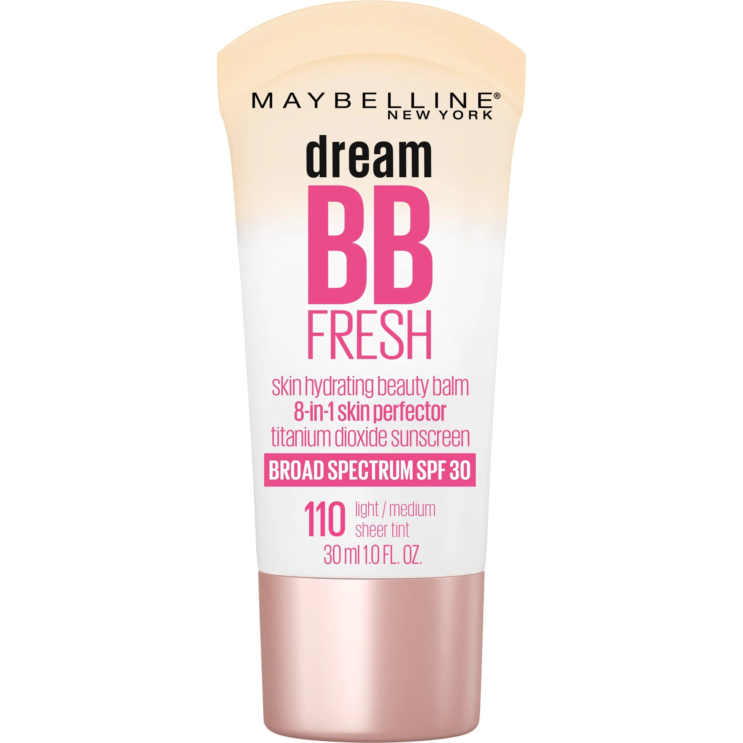 Maybelline Dream Fresh BB Cream SPF 30 Light/Medium | 29.57ml (1 Fl Oz) Oil-Free Hydrating Beauty Balm