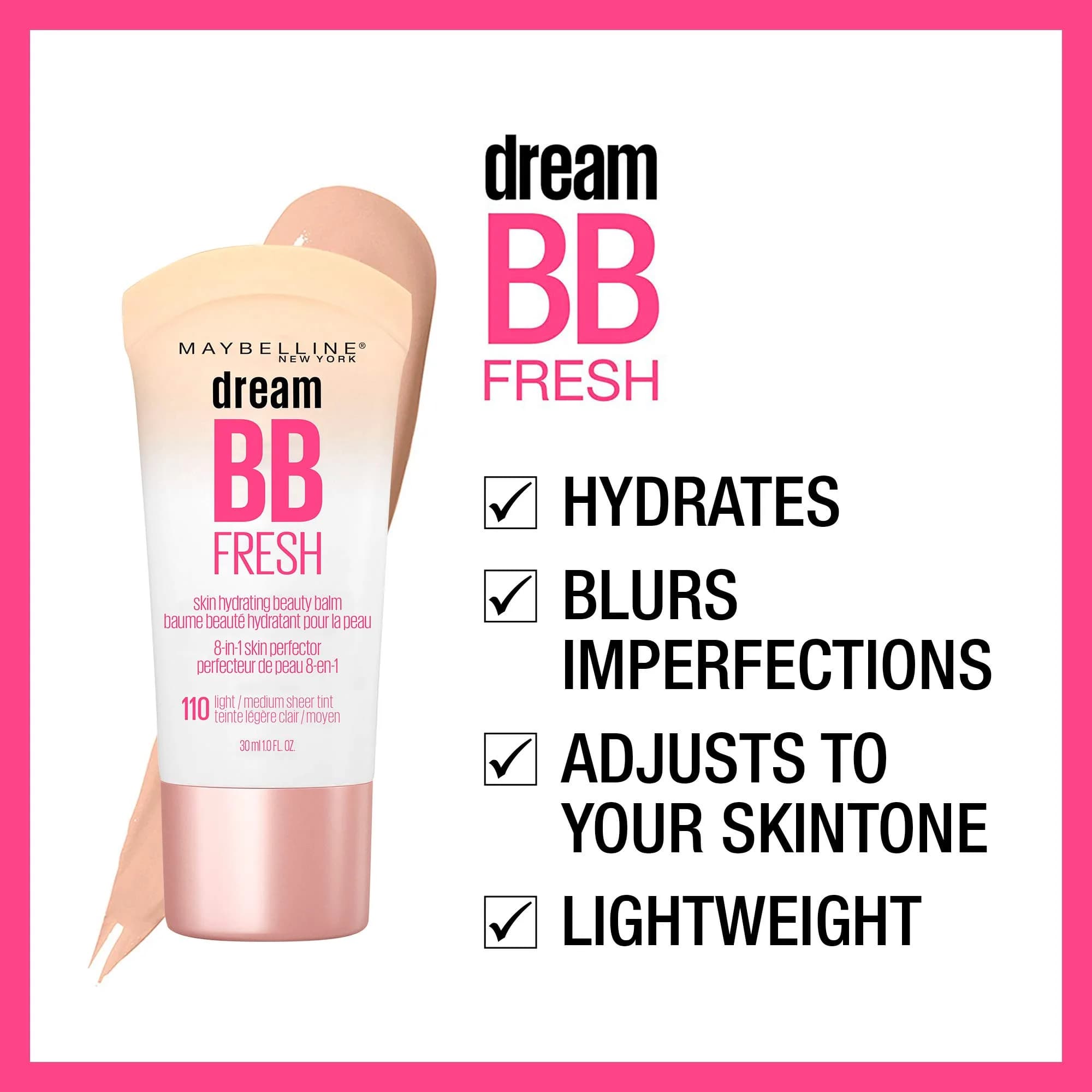 Maybelline Dream Fresh BB Cream SPF 30 Medium | 29.57 ml (1 Fl Oz) Hydrates, Brightens, Blurs Imperfections - view 2