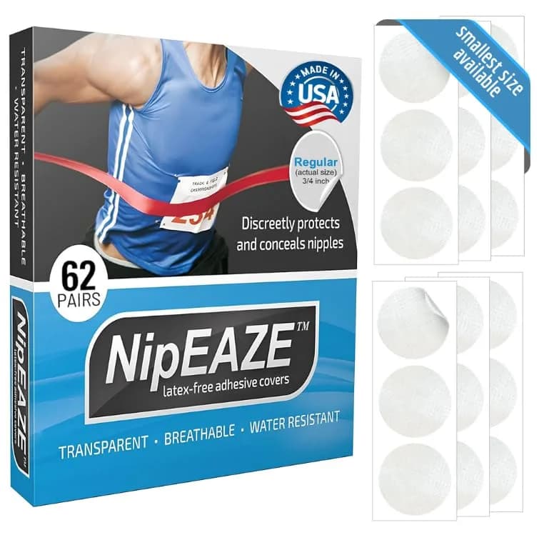 NipEaze Original Transparent Nip Protector - 62 Pairs (Regular Size) | Prevents Nipple Chafing During Endurance Sports thumbnail 1