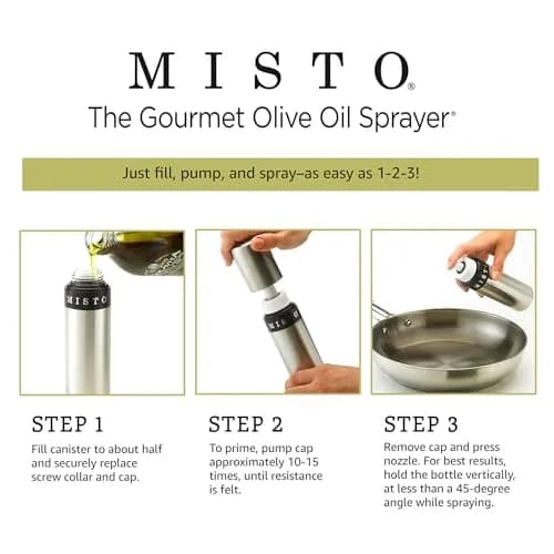 Misto Gourmet Olive Oil Sprayer Set of 2 Aluminum Bottles, 95ml (3.2 fl oz) Each | Even Mist for Healthy Cooking thumbnail 4