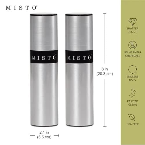 Misto Gourmet Olive Oil Sprayer Set of 2 Aluminum Bottles, 95ml (3.2 fl oz) Each | Even Mist for Healthy Cooking thumbnail 5