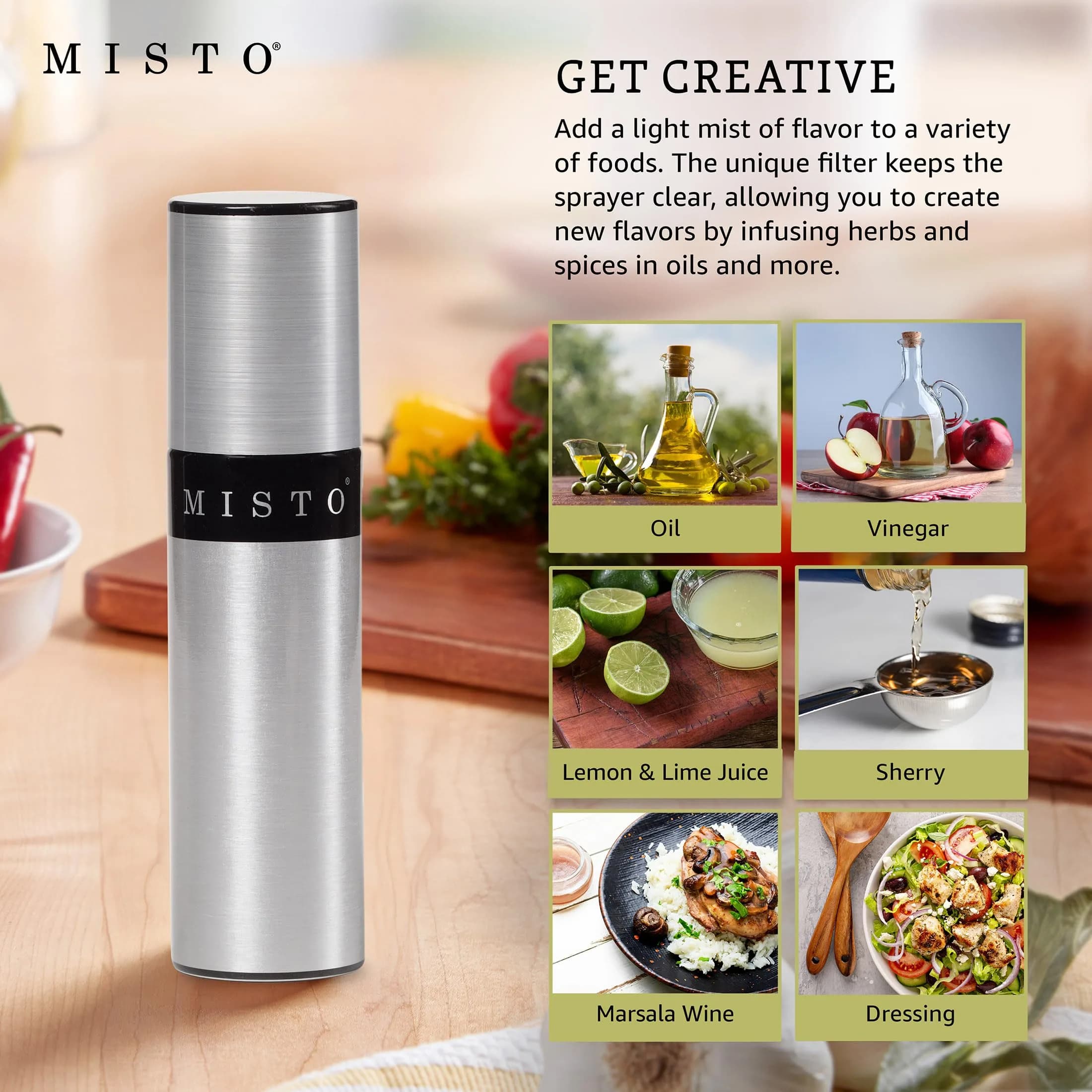 Misto Gourmet Olive Oil Sprayer Set of 2 Aluminum Bottles, 95ml (3.2 fl oz) Each | Even Mist for Healthy Cooking - view 3
