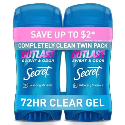 Secret Outlast Clear Gel Antiperspirant Deodorant for Women 5.2 oz (2.6 oz x 2) | 72-Hour Sweat & Odor Protection thumbnail 1