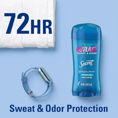 Secret Outlast Clear Gel Antiperspirant Deodorant for Women 5.2 oz (2.6 oz x 2) | 72-Hour Sweat & Odor Protection thumbnail 4