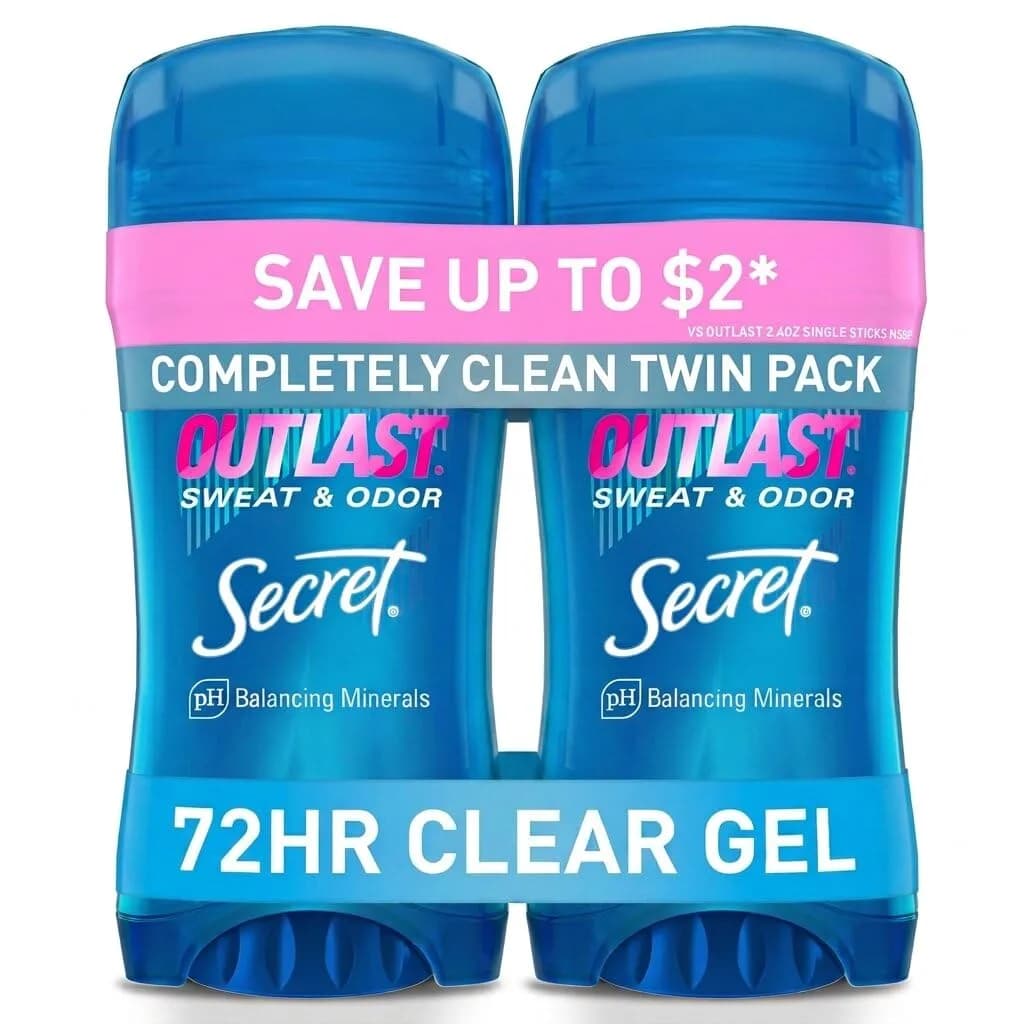 Secret Outlast Clear Gel Antiperspirant Deodorant for Women 5.2 oz (2.6 oz x 2) | 72-Hour Sweat & Odor Protection - main product image